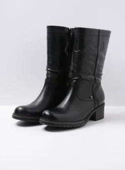 Wolky Edmonton - zwart gepoetst leer<DAMES Halfhoge Laarzen|Herfst/Winter