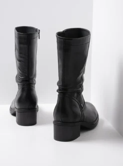 Wolky Edmonton - zwart gepoetst leer<DAMES Halfhoge Laarzen|Herfst/Winter