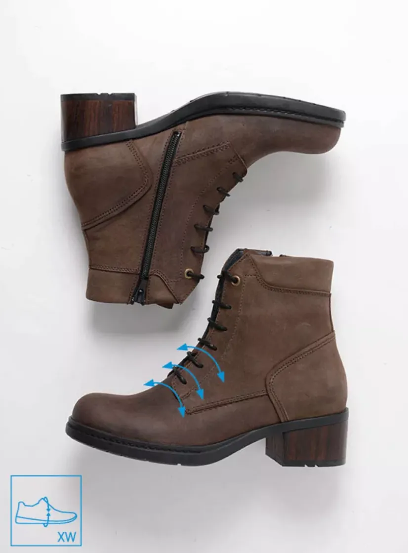 Wolky Edson XW - bruin nubuck<DAMES Hoge Veterschoenen|Veterlaarzen