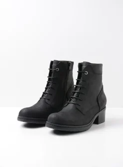 Wolky Edson XW - zwart nubuck<DAMES Hoge Veterschoenen|Veterlaarzen