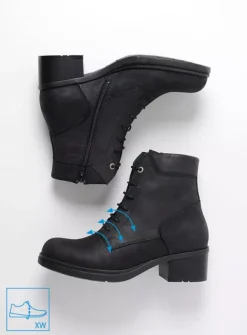 Wolky Edson XW - zwart nubuck<DAMES Hoge Veterschoenen|Veterlaarzen