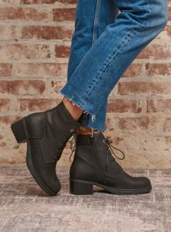 Wolky Edson XW - zwart nubuck<DAMES Hoge Veterschoenen|Veterlaarzen