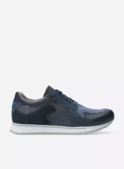 Wolky e-Go Men - blauw combi stretch leer<Heren Veterschoenen Heren|Sneakers Heren