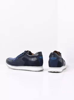 Wolky e-Go Men - blauw combi stretch leer<Heren Veterschoenen Heren|Sneakers Heren