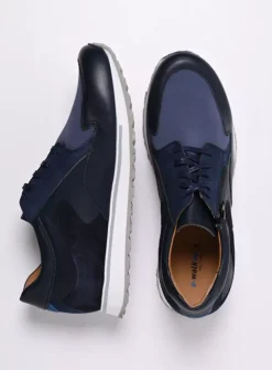 Wolky e-Go Men - blauw combi stretch leer<Heren Veterschoenen Heren|Sneakers Heren
