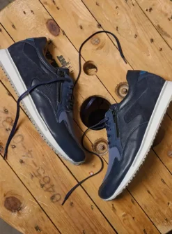 Wolky e-Go Men - blauw combi stretch leer<Heren Veterschoenen Heren|Sneakers Heren