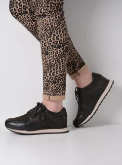 Wolky e-Go S2F - asfalt combi stretch leer<DAMES Lage Veterschoenen|Wandelschoenen