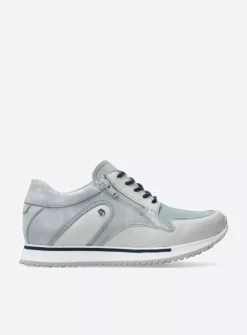 Wolky e-Go S2F - blauw combi stretch leer<DAMES Lage Veterschoenen|Wandelschoenen