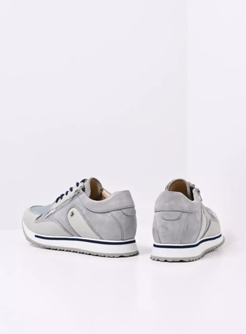Wolky e-Go S2F - blauw combi stretch leer<DAMES Lage Veterschoenen|Wandelschoenen