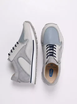 Wolky e-Go S2F - blauw combi stretch leer<DAMES Lage Veterschoenen|Wandelschoenen