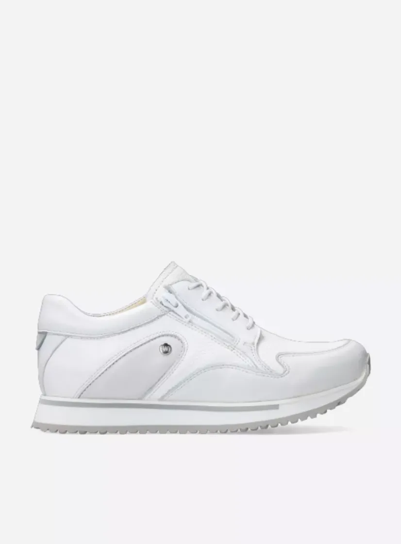 Wolky e-Go S2F - wit combi stretch leer<DAMES Lage Veterschoenen|Wandelschoenen