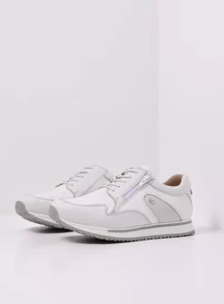 Wolky e-Go S2F - wit combi stretch leer<DAMES Lage Veterschoenen|Wandelschoenen