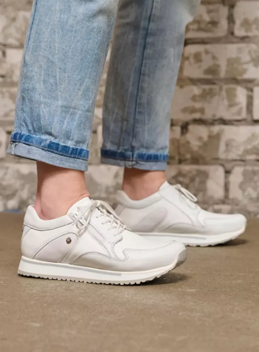 Wolky e-Go S2F - wit combi stretch leer<DAMES Lage Veterschoenen|Wandelschoenen