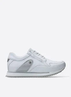 Wolky e-Go S2F - wit/zilver stretchleer<DAMES Lage Veterschoenen|Wandelschoenen
