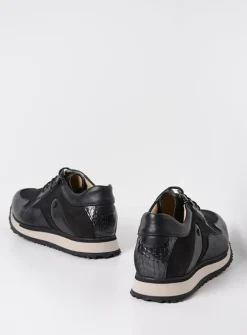 Wolky e-Go S2F - zwart combi stretchleer<DAMES Lage Veterschoenen|Wandelschoenen