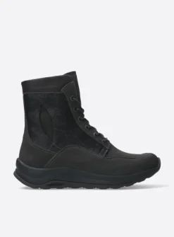 Wolky Ellon S2F - asfalt stretchleer<DAMES Hoge Veterschoenen|Veterlaarzen