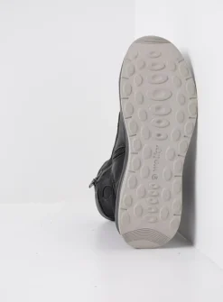 Wolky Ellon S2F - zwart combi stretchleer<DAMES Hoge Veterschoenen|Veterlaarzen