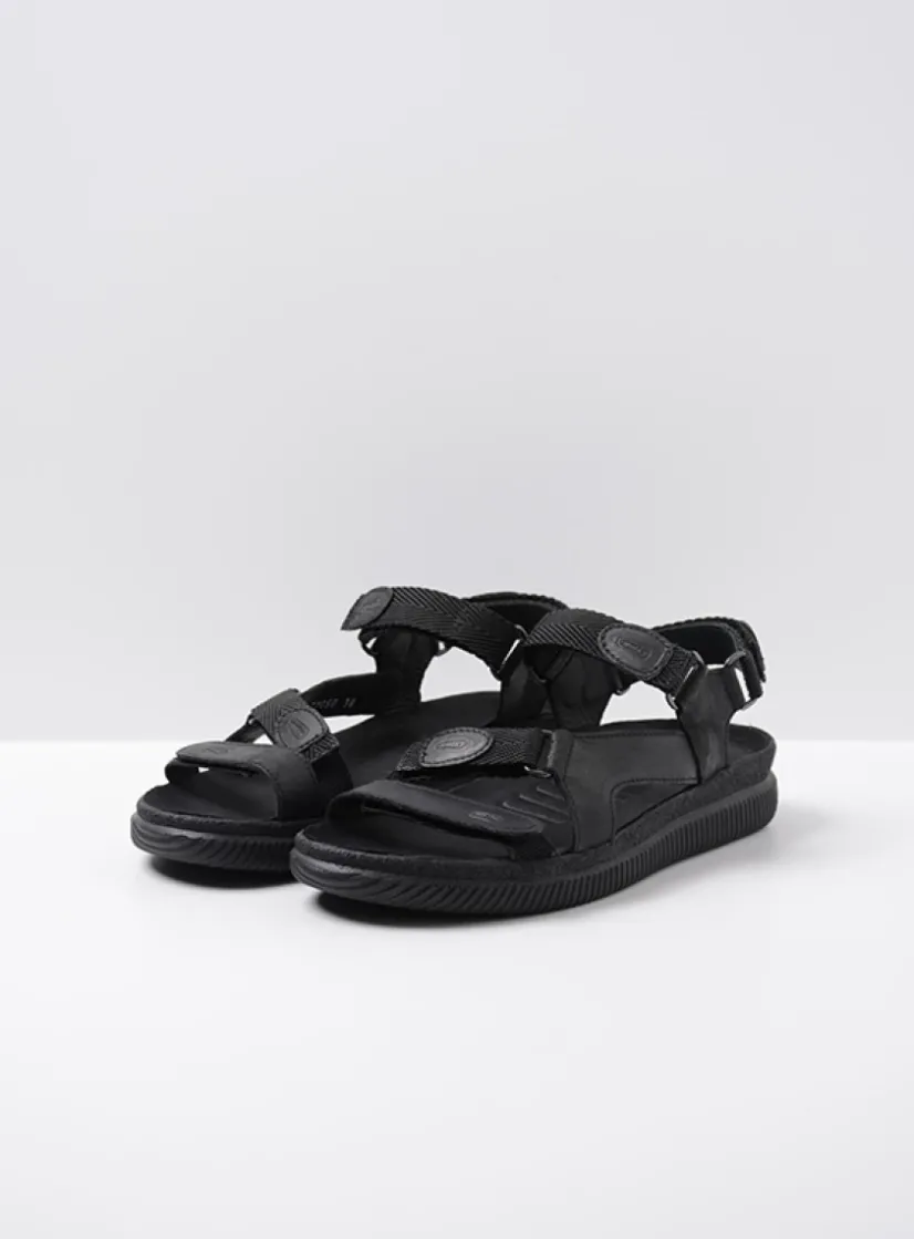 Wolky Energy Lady - zwart gevet leer<DAMES Sandalen