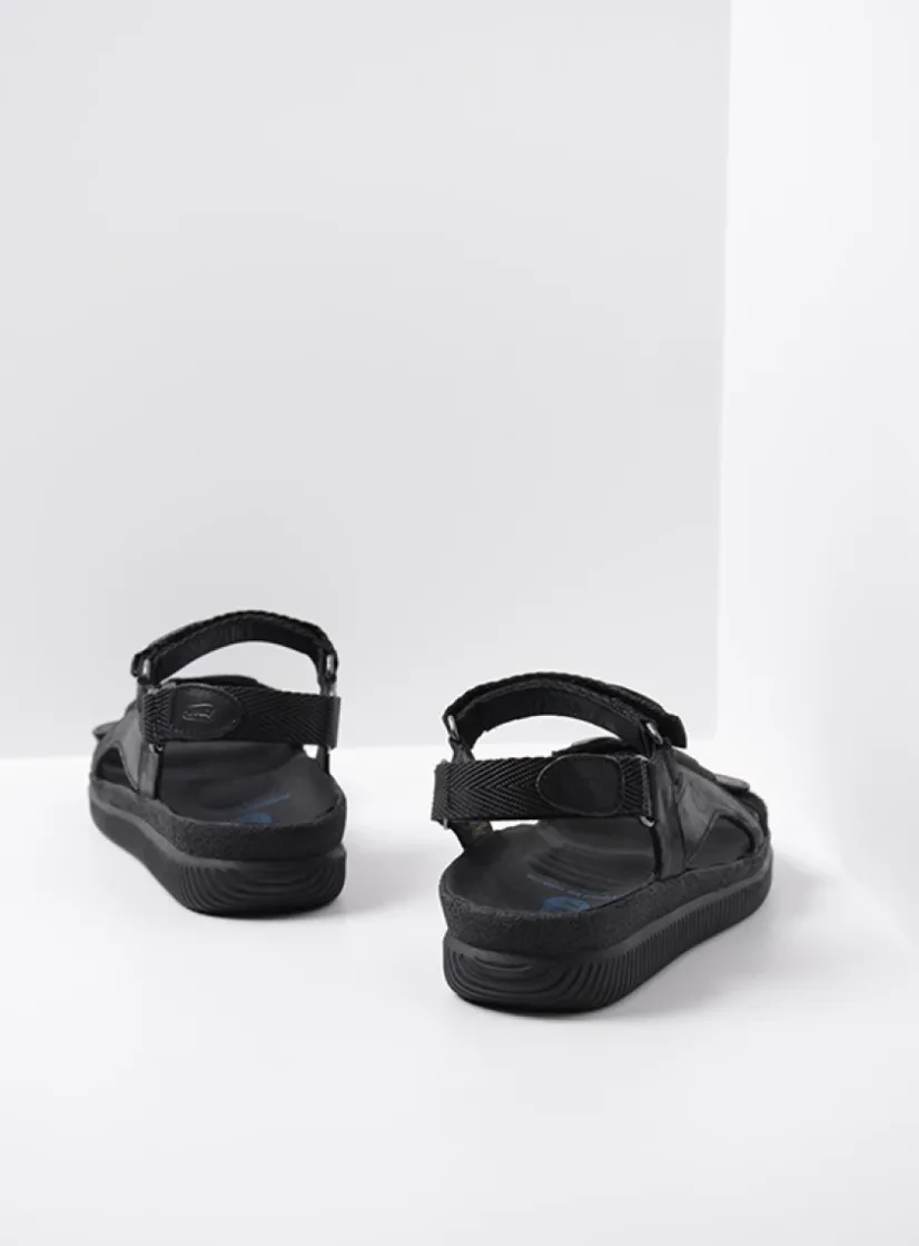 Wolky Energy Lady - zwart gevet leer<DAMES Sandalen