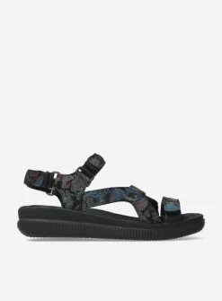 Wolky Energy Lady - zwart/blauw suede<DAMES Sandalen