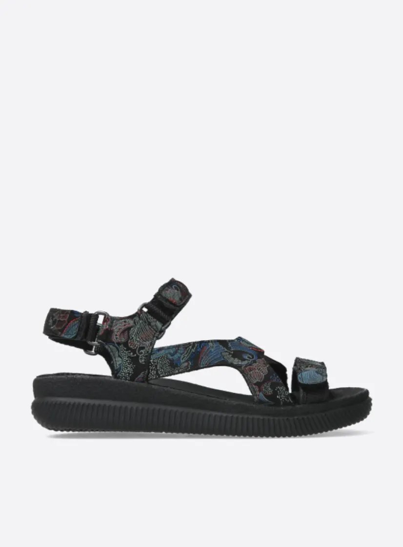 Wolky Energy Lady - zwart/blauw suede<DAMES Sandalen