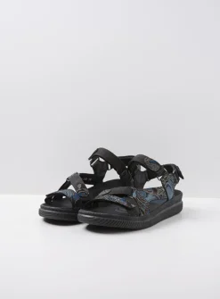 Wolky Energy Lady - zwart/blauw suede<DAMES Sandalen