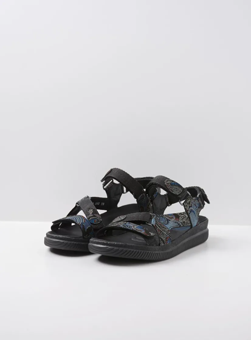 Wolky Energy Lady - zwart/blauw suede<DAMES Sandalen