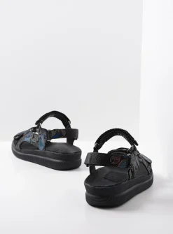 Wolky Energy Lady - zwart/blauw suede<DAMES Sandalen