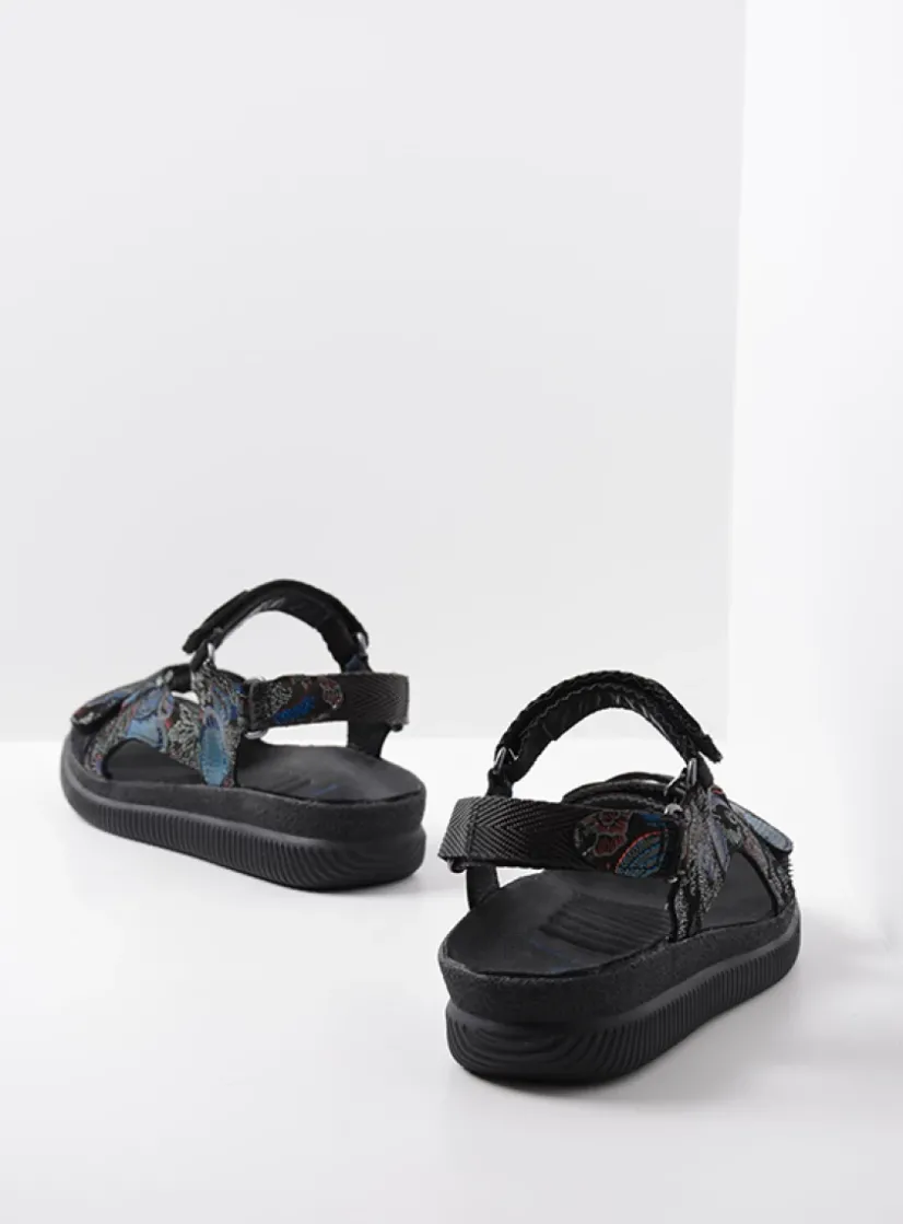 Wolky Energy Lady - zwart/blauw suede<DAMES Sandalen