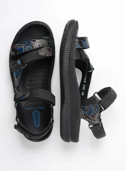 Wolky Energy Lady - zwart/blauw suede<DAMES Sandalen