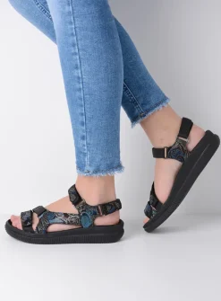 Wolky Energy Lady - zwart/blauw suede<DAMES Sandalen