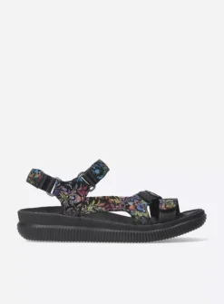 Wolky Energy Lady - zwart/multi flower nubuck<DAMES Sandalen