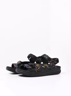 Wolky Energy Lady - zwart/multi flower nubuck<DAMES Sandalen