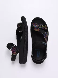 Wolky Energy Lady - zwart/multi flower nubuck<DAMES Sandalen