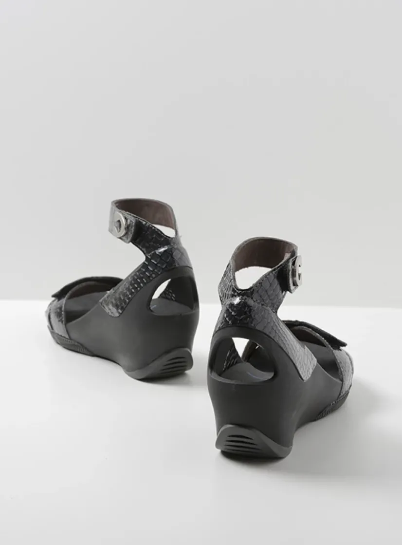 Wolky Era - antraciet crocolook lakleer<DAMES Sandalen