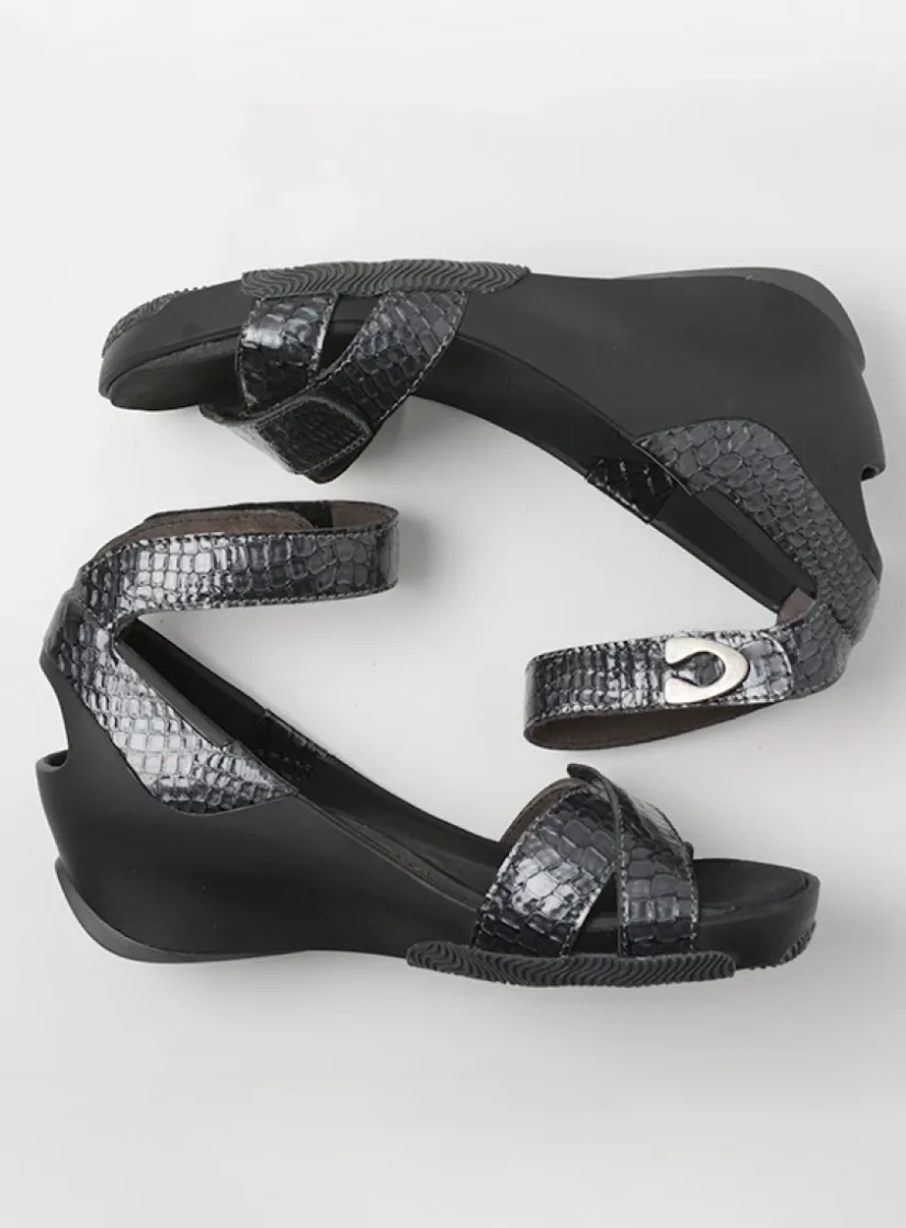 Wolky Era - antraciet crocolook lakleer<DAMES Sandalen