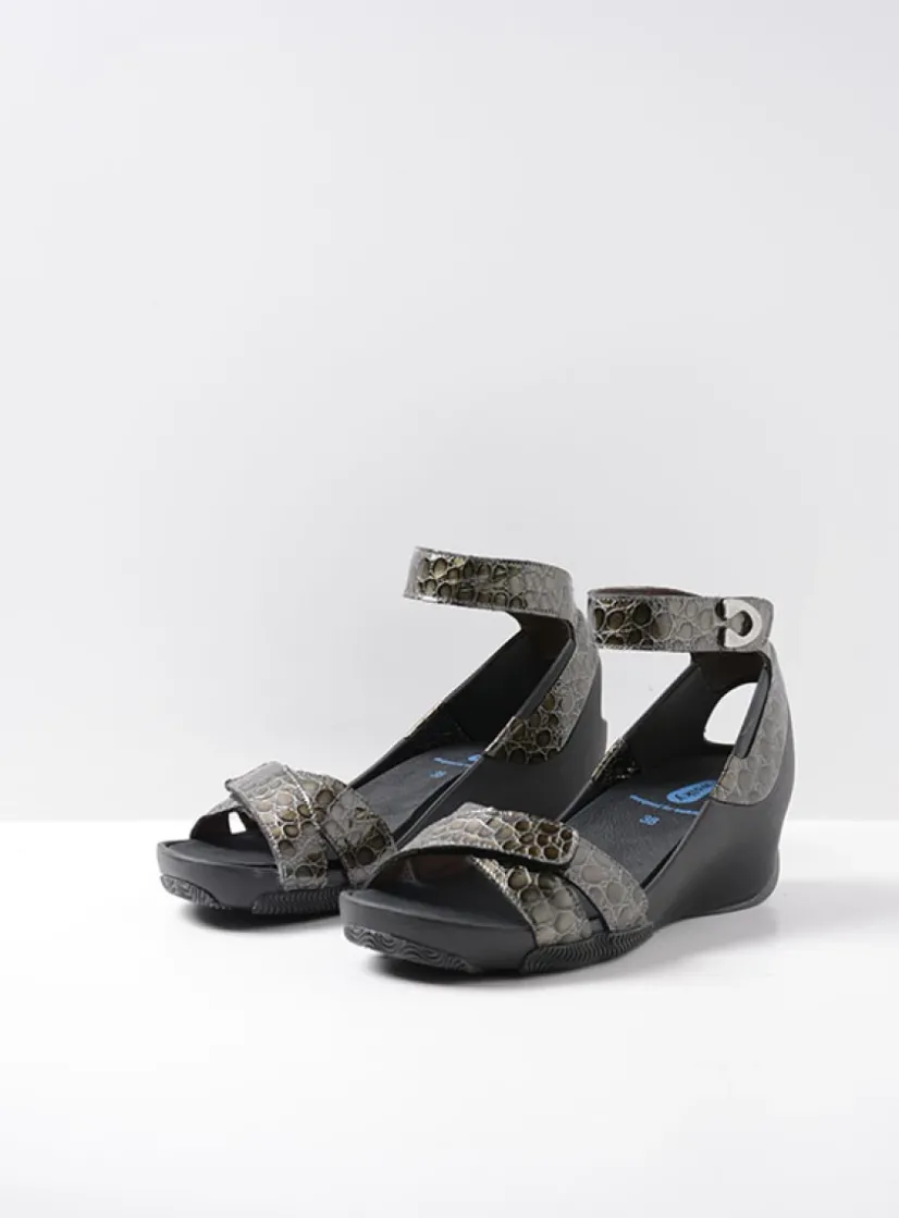 Wolky Era - antraciet leer<DAMES Sandalen