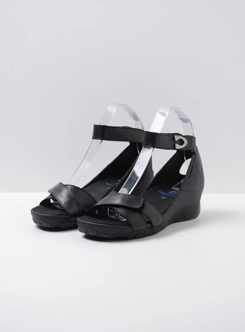Wolky Era - zwart leer<DAMES Sandalen