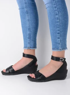 Wolky Era - zwart leer<DAMES Sandalen