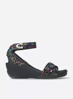 Wolky Era - zwart/multi flower nubuck<DAMES Sandalen