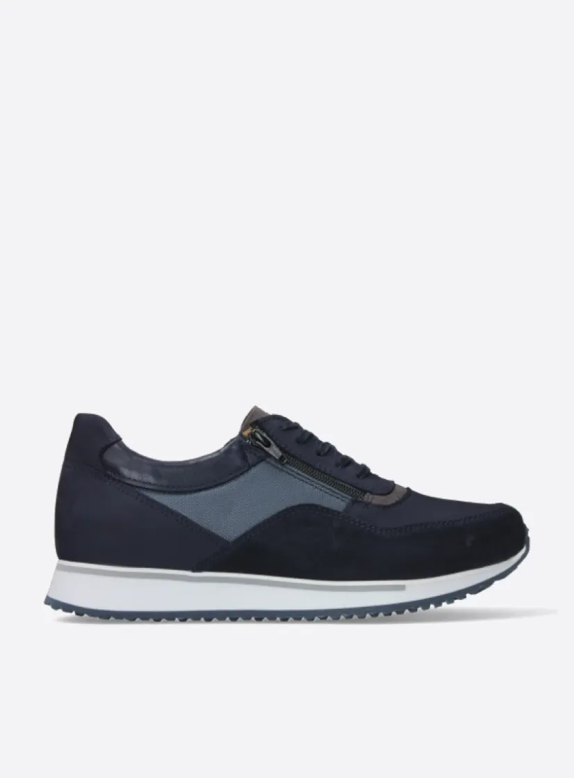 Wolky e-Runner - blauw combi leer<Heren Veterschoenen Heren|Sneakers Heren