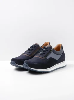 Wolky e-Runner - blauw combi leer<Heren Veterschoenen Heren|Sneakers Heren
