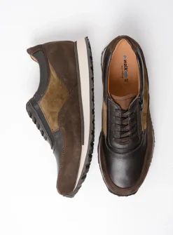 Wolky e-Runner - bruin combi leer<Heren Veterschoenen Heren|Sneakers Heren
