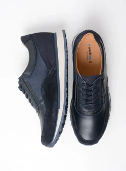 Wolky e-Runner - marineblauw combi leer<Heren Veterschoenen Heren|Sneakers Heren