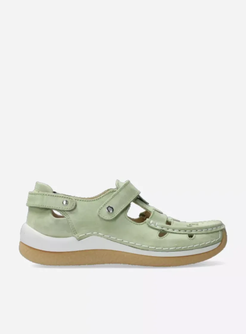 Wolky Esperanza - lichtgroen effectleer<DAMES Bandschoenen