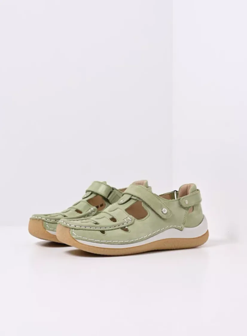 Wolky Esperanza - lichtgroen effectleer<DAMES Bandschoenen