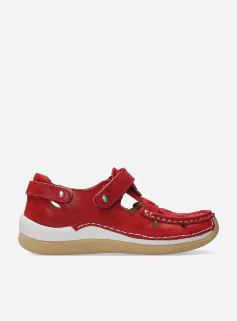 Wolky Esperanza - rood effectleer<DAMES Bandschoenen