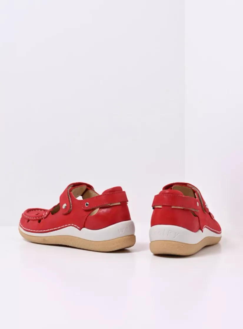 Wolky Esperanza - rood effectleer<DAMES Bandschoenen