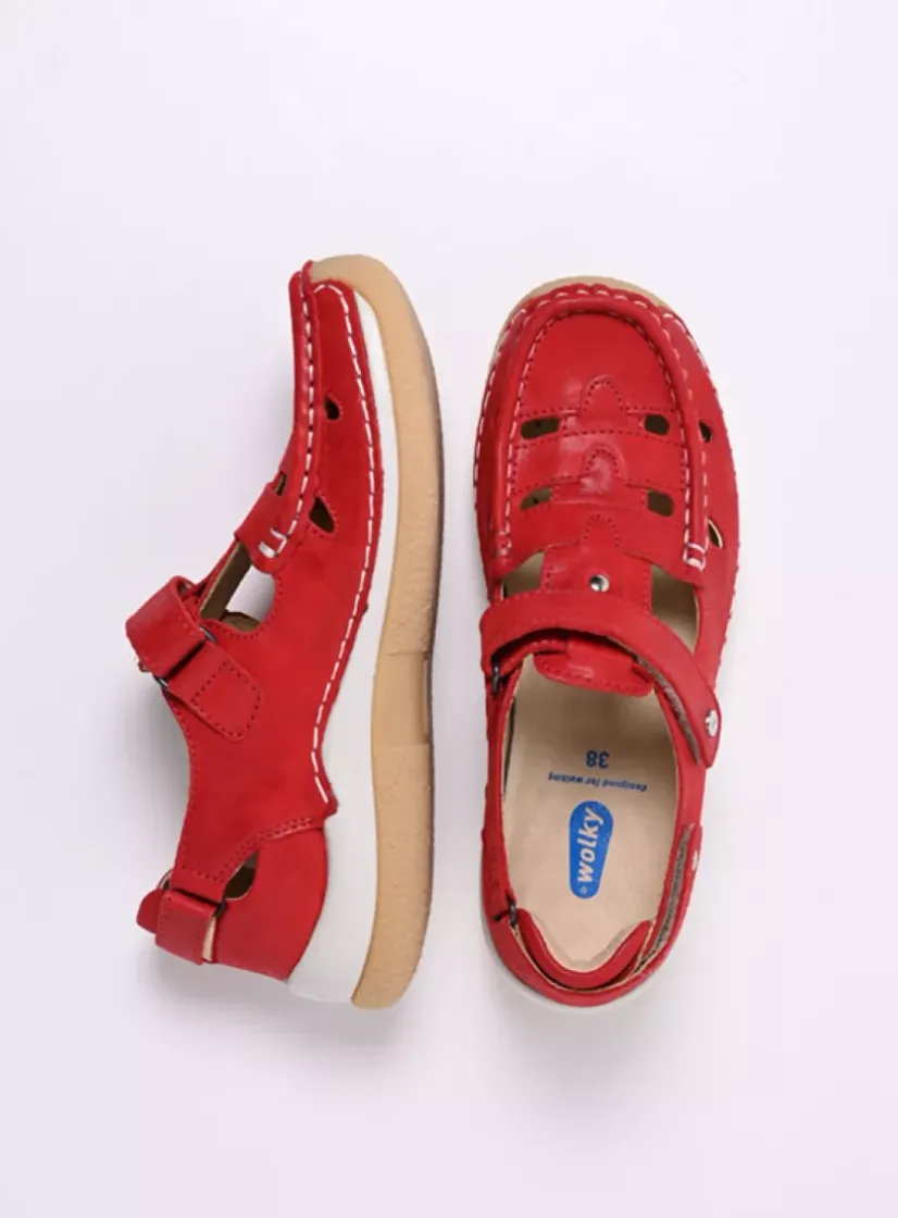 Wolky Esperanza - rood effectleer<DAMES Bandschoenen