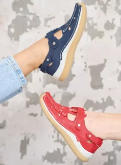 Wolky Esperanza - rood effectleer<DAMES Bandschoenen
